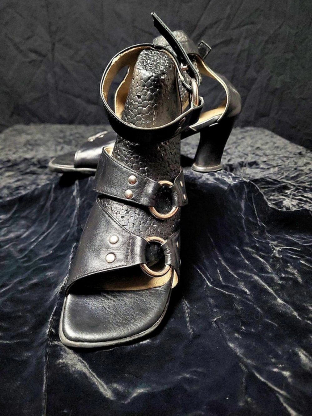 AUTOGRAPHED! John Fluevog Vanny (Choice Hi Family) Black Studded Heels